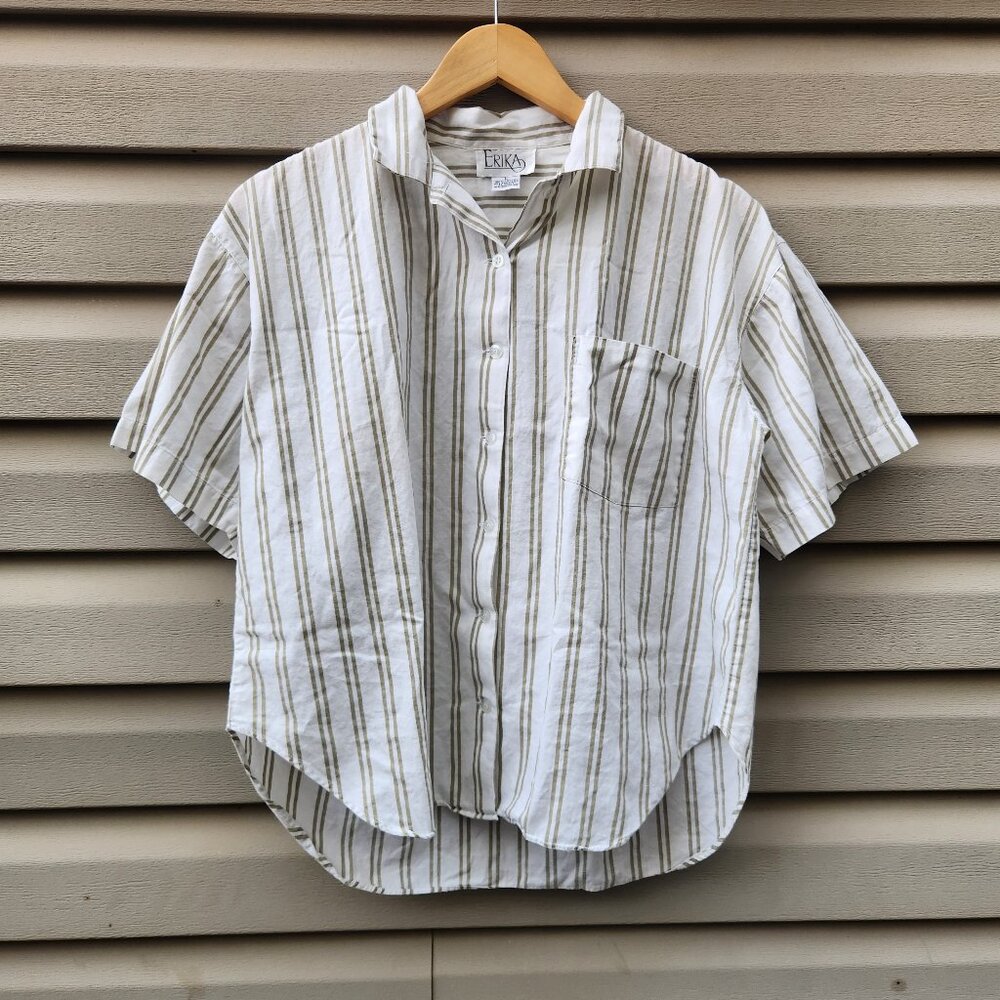 Vintage Erika Button Up/Polo Shirt Pocket Womens Beige Large
